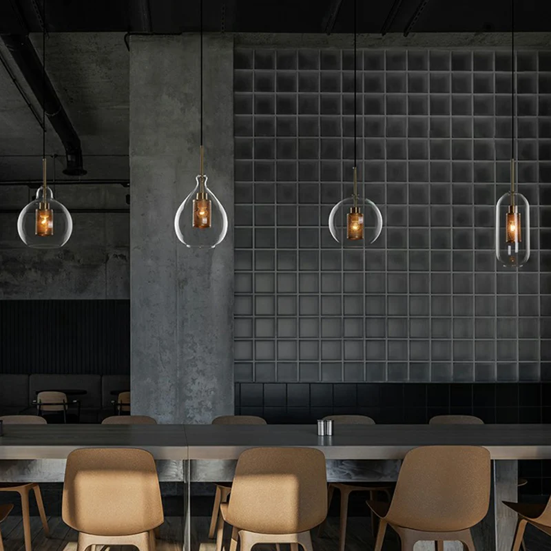 Hanglamp met helder glas, eenvoud, restauranthanglamp met 1 lamp Clearhalo