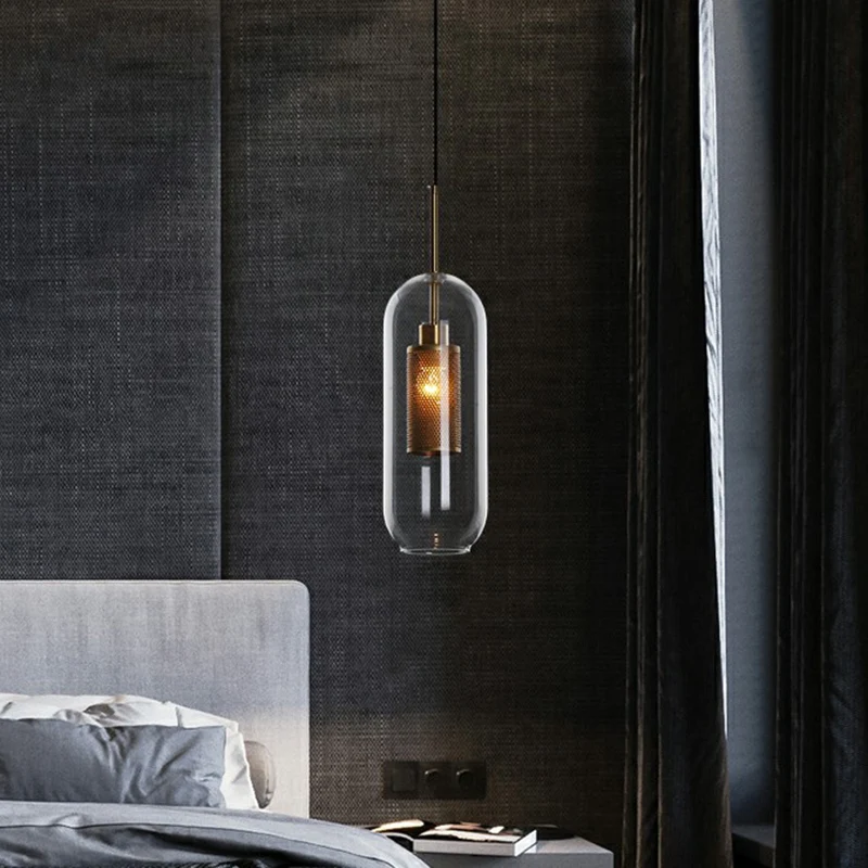 Hanglamp met helder glas, eenvoud, restauranthanglamp met 1 lamp Clearhalo