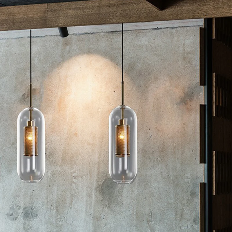 Hanglamp met helder glas, eenvoud, restauranthanglamp met 1 lamp Clearhalo