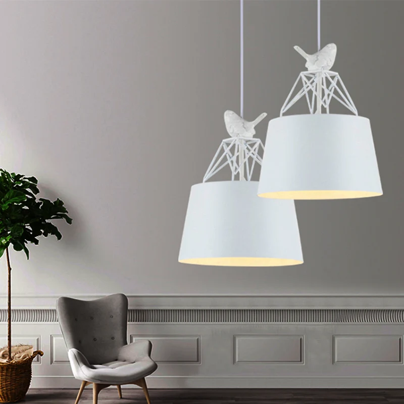 Hanglamp met 1 kop en emmerkap Moderne, stijlvolle metalen hanglamp wit Clearhalo