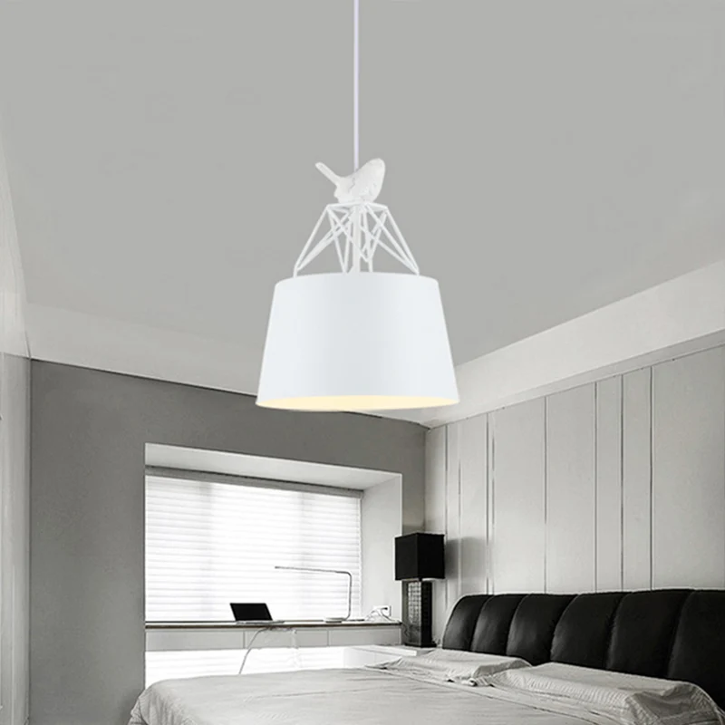 Hanglamp met 1 kop en emmerkap Moderne, stijlvolle metalen hanglamp wit Clearhalo