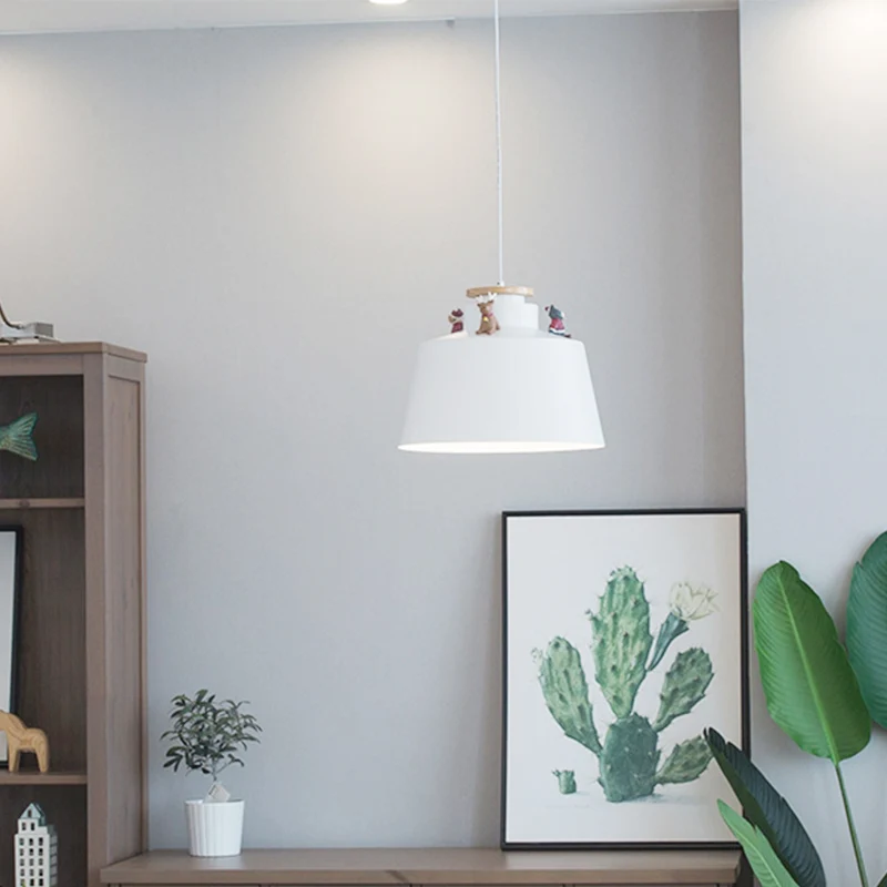 Hanglamp met 1 kop en emmerkap Moderne, stijlvolle metalen hanglamp wit Clearhalo