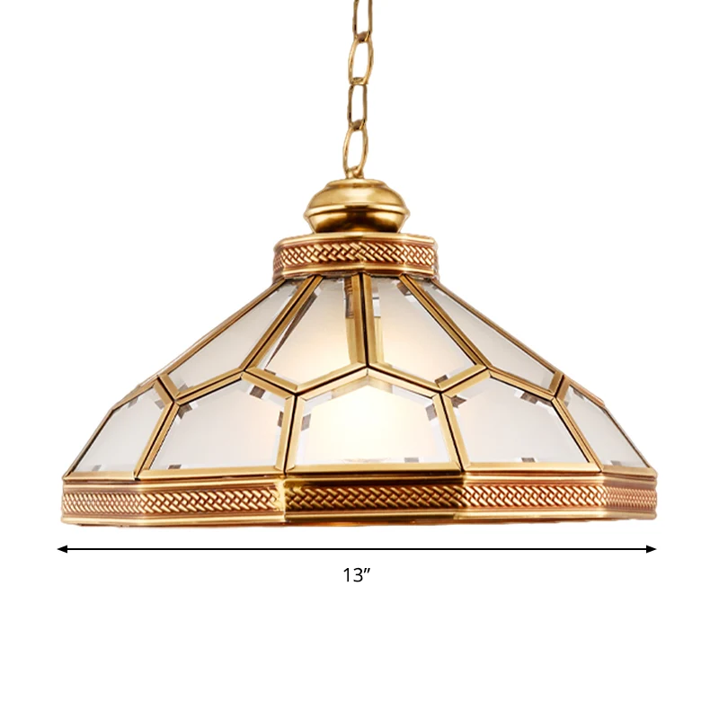 Hanglamp met 1 kop, traditionele kom, mat wit glas, hangende verlichtingsarmatuur goud voor woonkamer Clearhalo