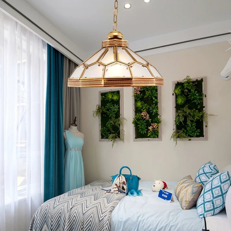 Hanglamp met 1 kop, traditionele kom, mat wit glas, hangende verlichtingsarmatuur goud voor woonkamer Clearhalo