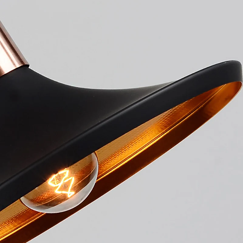 Hanglamp met 1 lamp, kegel/urn/uitlopende kap en verstelbaar snoer, metalen hangende plafondlamp zwart Clearhalo