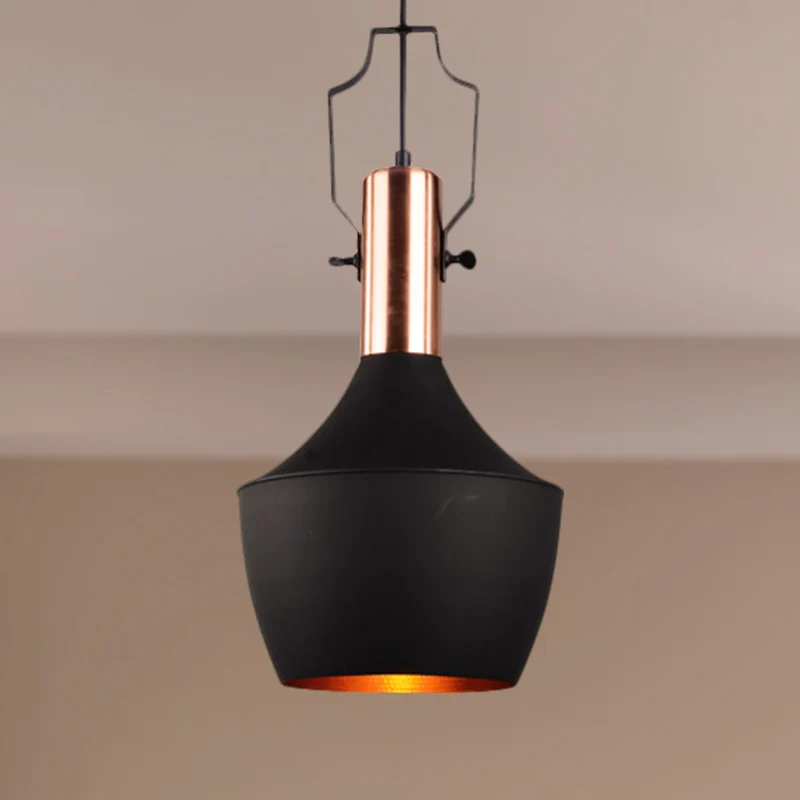 Hanglamp met 1 lamp, kegel/urn/uitlopende kap en verstelbaar snoer, metalen hangende plafondlamp zwart Clearhalo
