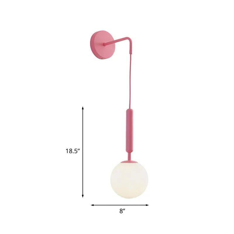 Hanglamp met 1 lamp, minimalistische roze afwerking, wandgemonteerde lamp met witte, matte/heldere waterglazen kap Clearhalo