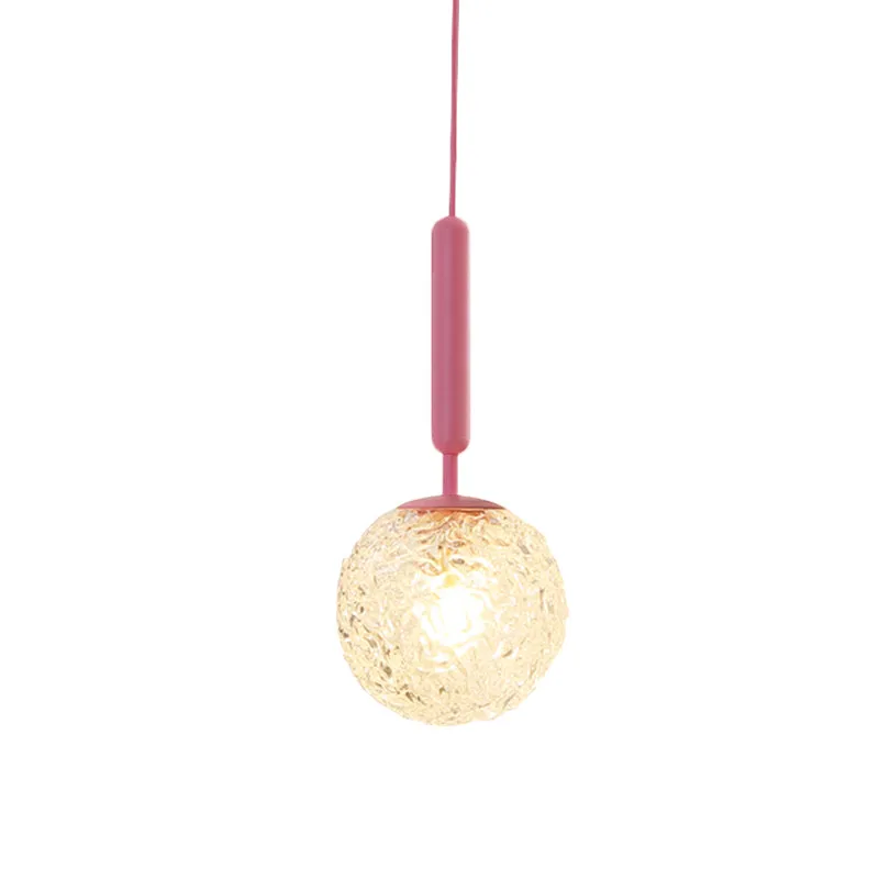 Hanglamp met 1 lamp, minimalistische roze afwerking, wandgemonteerde lamp met witte, matte/heldere waterglazen kap Clearhalo