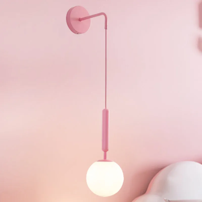 Hanglamp met 1 lamp, minimalistische roze afwerking, wandgemonteerde lamp met witte, matte/heldere waterglazen kap Clearhalo