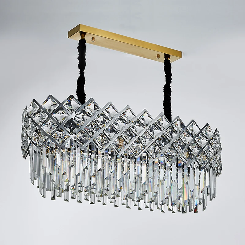 Hanglamp met meerdere niveaus van roestvrij staal, postmoderne hanglamp met kristallen ruit Clearhalo