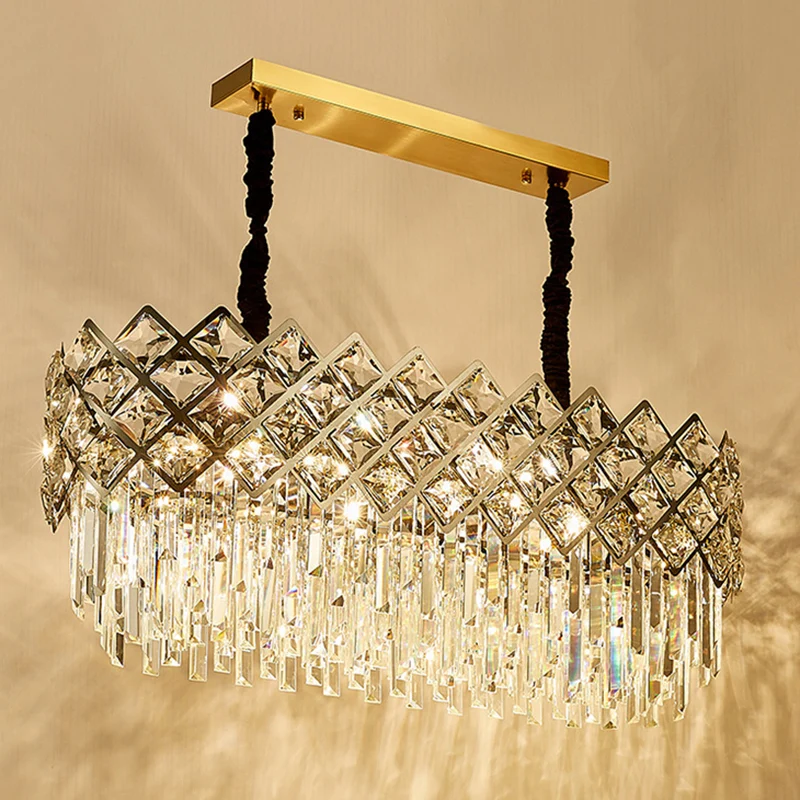 Hanglamp met meerdere niveaus van roestvrij staal, postmoderne hanglamp met kristallen ruit Clearhalo