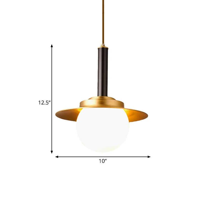 Hanglamp met metalen kap, postmoderne messing hanglamp met 1 kop en glazen bolvormige kap aan de onderkant Clearhalo