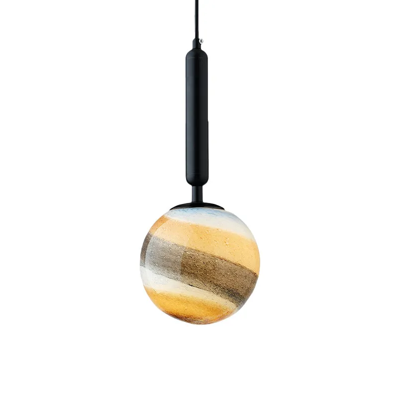 Hanglamp met 1 slaapkamer, eigentijds goud/zwart, hangend plafondlicht met bolvormige matglazen kap Clearhalo