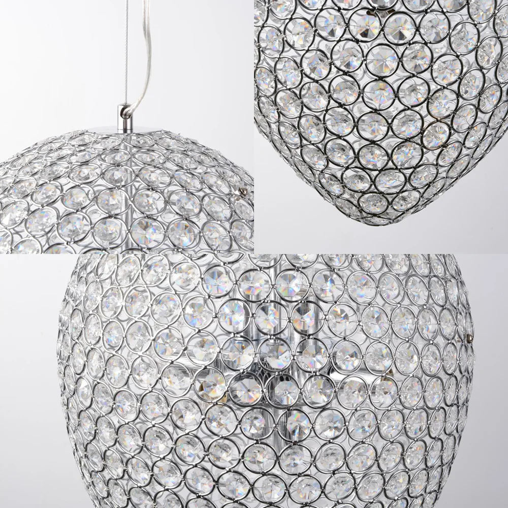 Hanglamp met verchroomde kralen en traanvormige kap Moderne heldere kristallen kroonluchterlamp met meerdere lampen Clearhalo