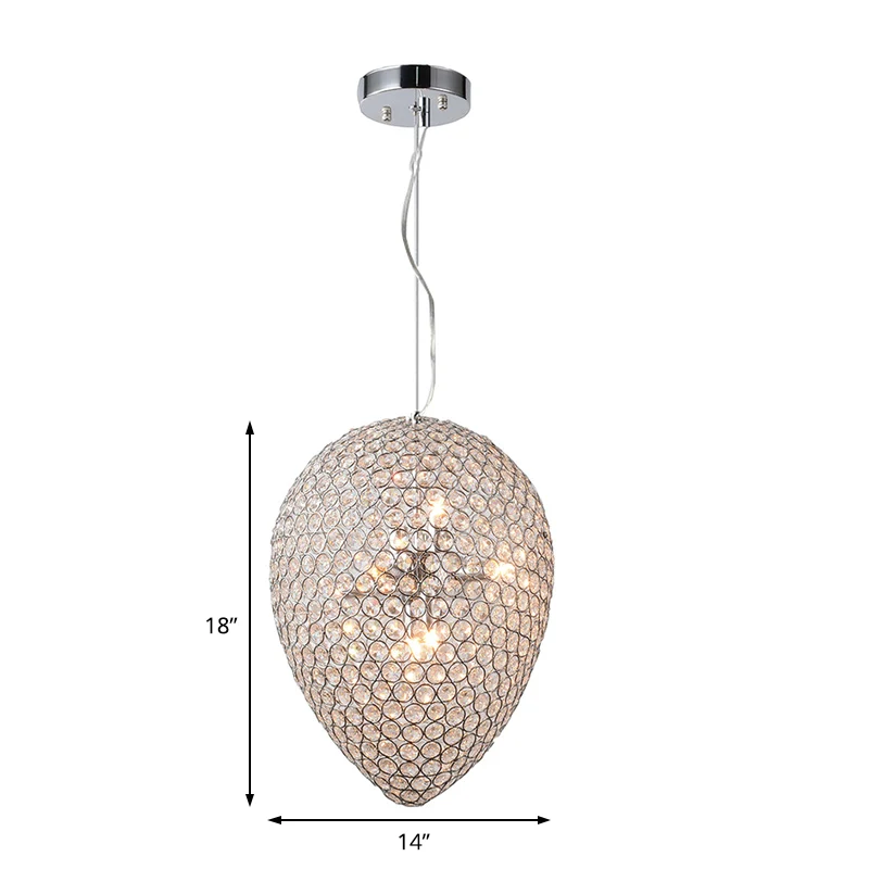 Hanglamp met verchroomde kralen en traanvormige kap Moderne heldere kristallen kroonluchterlamp met meerdere lampen Clearhalo