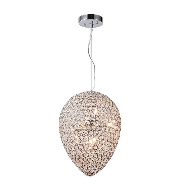 Hanglamp met verchroomde kralen en traanvormige kap Moderne heldere kristallen kroonluchterlamp met meerdere lampen Clearhalo