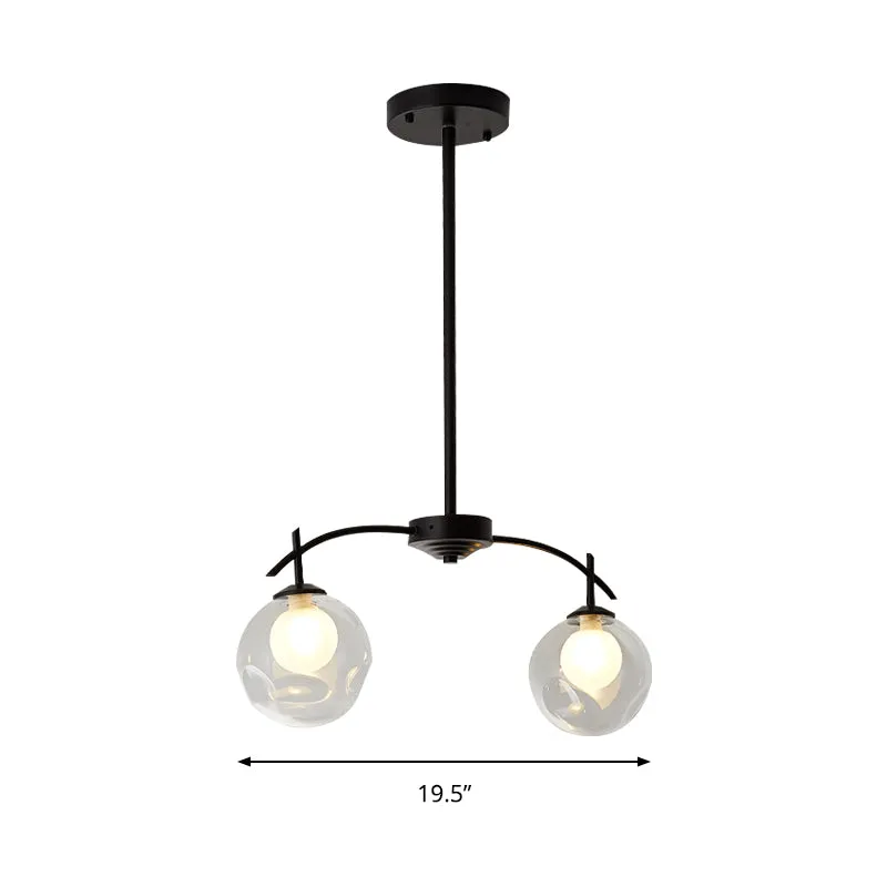 Hanglamp met zwarte afwerking, moderne, eenvoudige kroonluchter van metaal en helder glas, voor gang Clearhalo