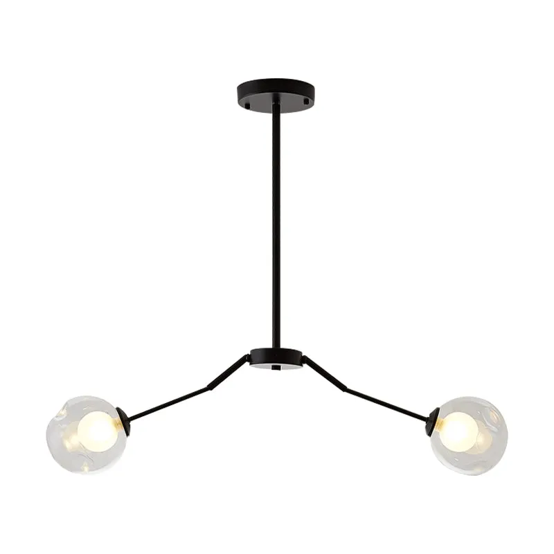 Hanglamp met zwarte afwerking, moderne, eenvoudige kroonluchter van metaal en helder glas, voor gang Clearhalo