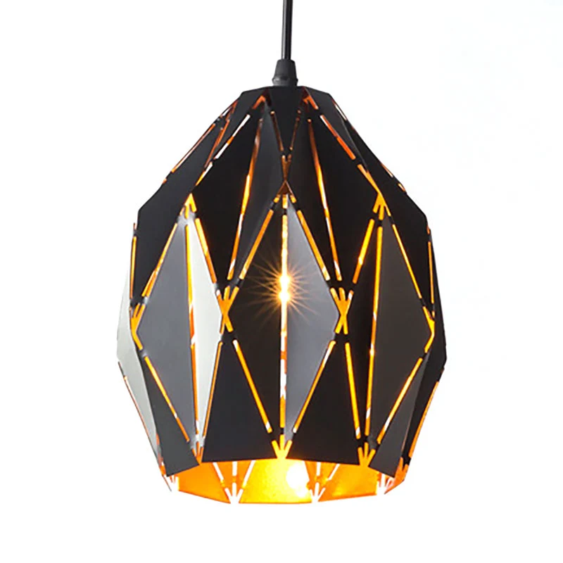 Hanglamp origamistijl, 1 lichtmetalen plafondhanglamp zwart voor café-restaurant Clearhalo