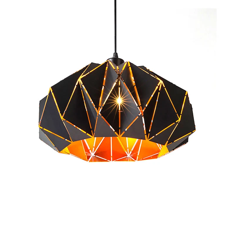 Hanglamp origamistijl, 1 lichtmetalen plafondhanglamp zwart voor café-restaurant Clearhalo