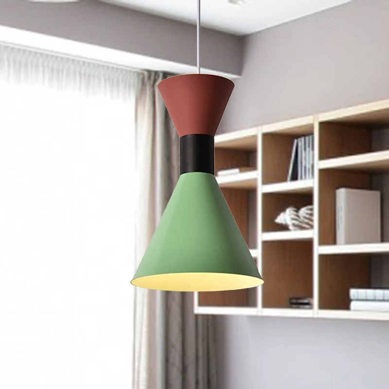 Hanglamp Scandinavische stijl, 1 licht, met metalen kap, wit/roze/groen zandloper hanglamp Clearhalo