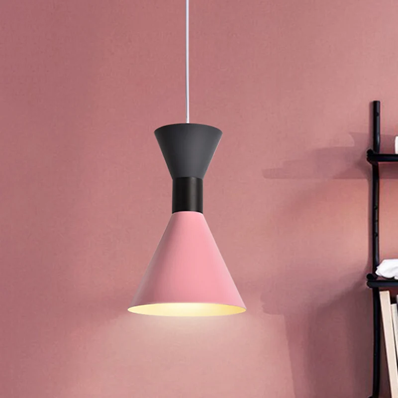 Hanglamp Scandinavische stijl, 1 licht, met metalen kap, wit/roze/groen zandloper hanglamp Clearhalo