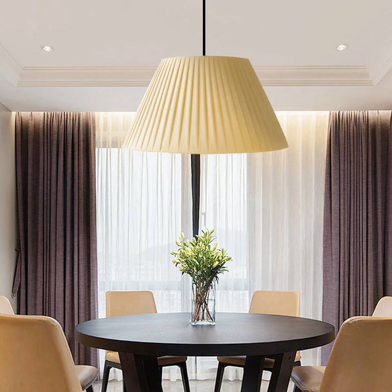 Hanglamp Scandinavische stijl, opvouwbare, taps toelopende kap, 1 lamp, stoffen hanglamp voor restaurant Clearhalo