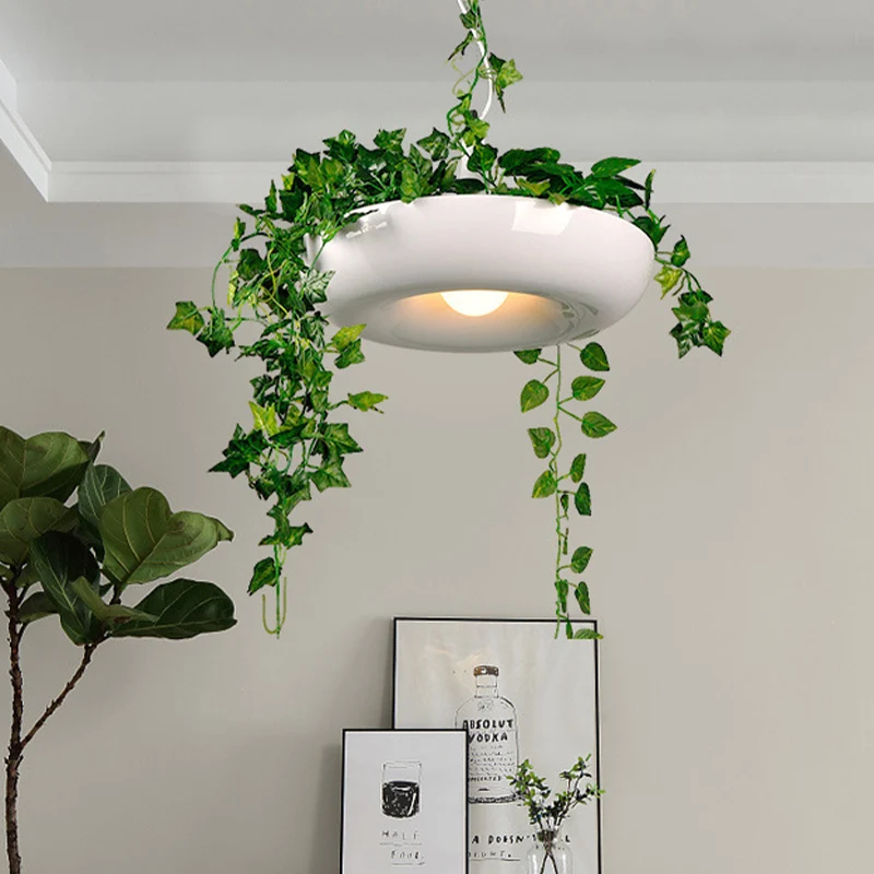 Hanglamp van aluminium, industriële hanglamp, 1 lamp, restaurantplant, hanglamp zwart/wit/groen Clearhalo