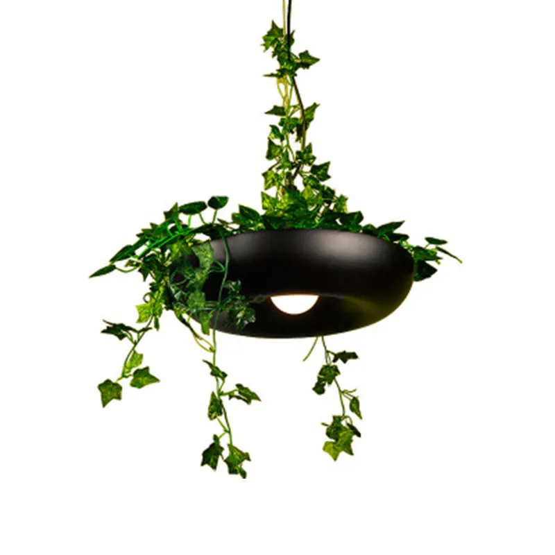 Hanglamp van aluminium, industriële hanglamp, 1 lamp, restaurantplant, hanglamp zwart/wit/groen Clearhalo