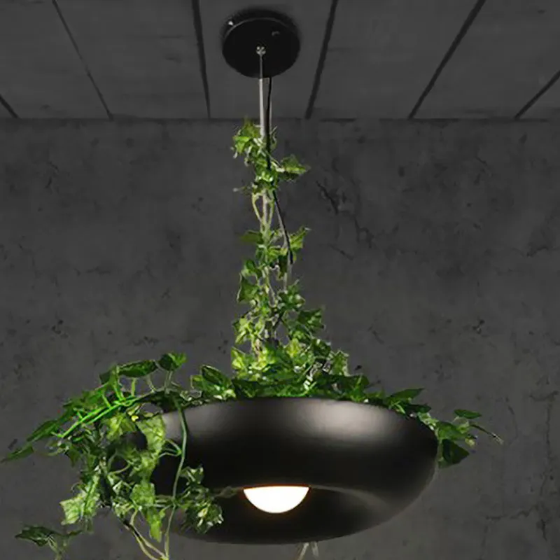 Hanglamp van aluminium, industriële hanglamp, 1 lamp, restaurantplant, hanglamp zwart/wit/groen Clearhalo