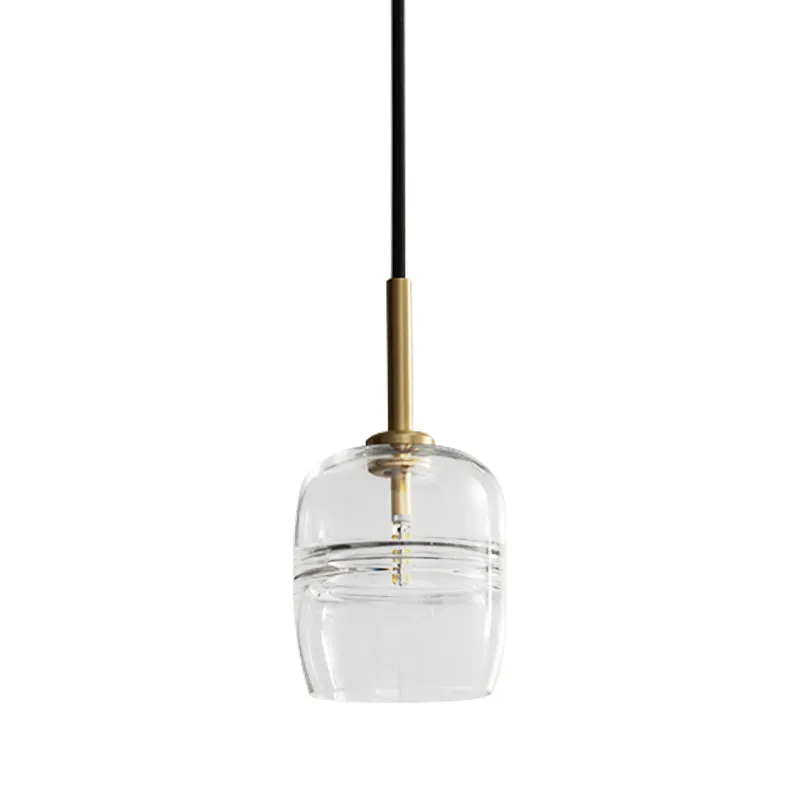 Hanglamp van helder glas, minimalisme, 1 lamp, messing LED-hangplafondlamp voor eetkamer Clearhalo