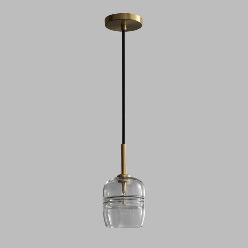 Hanglamp van helder glas, minimalisme, 1 lamp, messing LED-hangplafondlamp voor eetkamer Clearhalo