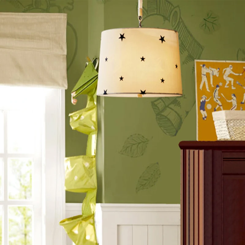Hanglamp van stoffen trommel, verpleegkamer, 5 lampen, hanglamp eenvoudige stijl Clearhalo