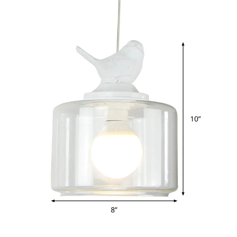 Hanglamp van transparant glas met Bird One Light moderne hanglamp wit Clearhalo