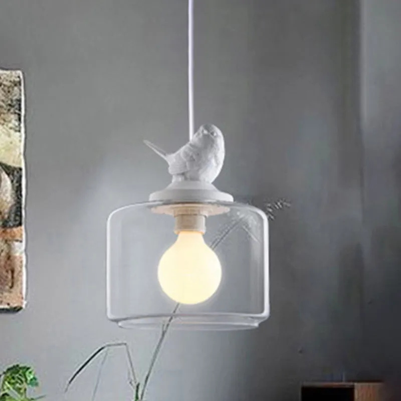 Hanglamp van transparant glas met Bird One Light moderne hanglamp wit Clearhalo