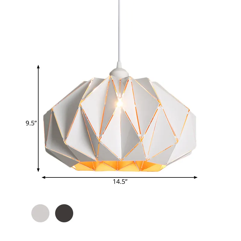 Hanglamp voor woonkamer met 1 kop Scandinavische wit/zwarte hanglamp met lasergesneden ijzeren lampenkap Clearhalo