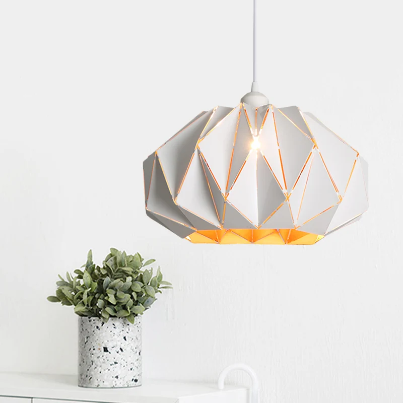 Hanglamp voor woonkamer met 1 kop Scandinavische wit/zwarte hanglamp met lasergesneden ijzeren lampenkap Clearhalo