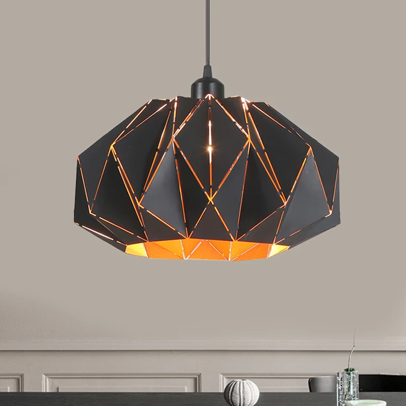 Hanglamp voor woonkamer met 1 kop Scandinavische wit/zwarte hanglamp met lasergesneden ijzeren lampenkap Clearhalo