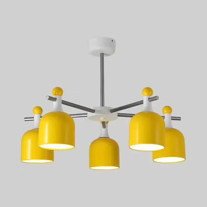 Hanglamp woonkamer kleuterschool met kopkap Metalen Macaron gele kroonluchter Clearhalo
