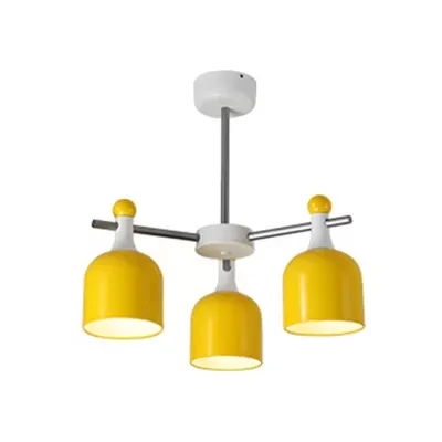 Hanglamp woonkamer kleuterschool met kopkap Metalen Macaron gele kroonluchter Clearhalo