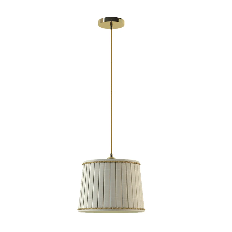 Hanglampset met beige geplooide kap, landelijke stof, slaapkamer met 1 hoofd Clearhalo