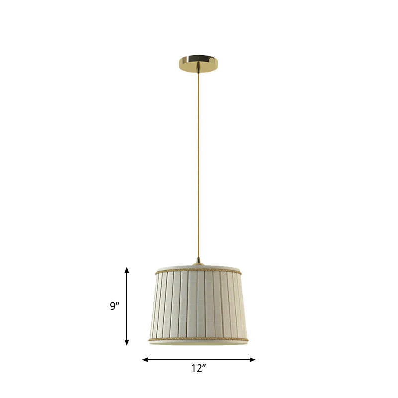 Hanglampset met beige geplooide kap, landelijke stof, slaapkamer met 1 hoofd Clearhalo