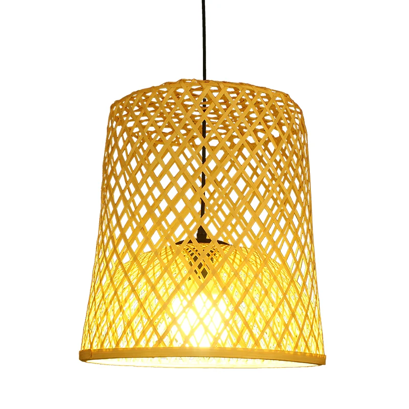 Hanglampset met 2 lampenkappen Azië Bamboe enkele beige hanglamp boven tafel Clearhalo
