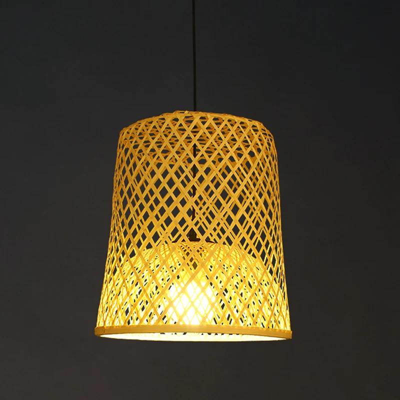 Hanglampset met 2 lampenkappen Azië Bamboe enkele beige hanglamp boven tafel Clearhalo