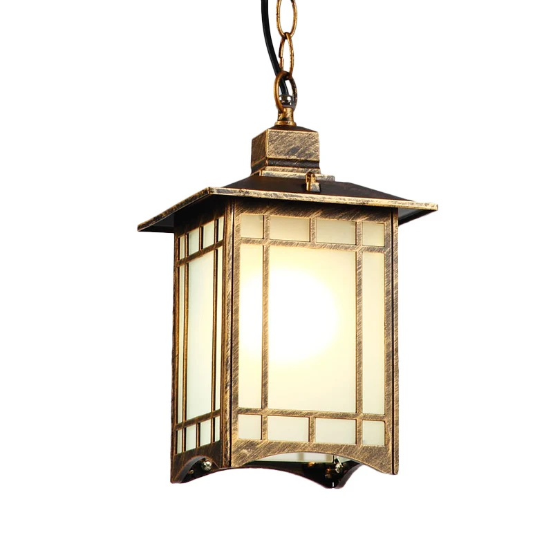 Hanglampset van opaalglas met 1 kop Landelijk brons Lantaarnscherm Hanglampset voor buiten Clearhalo