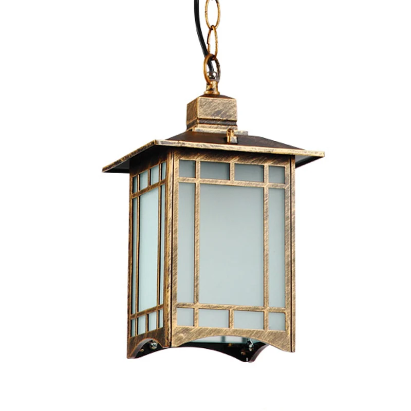 Hanglampset van opaalglas met 1 kop Landelijk brons Lantaarnscherm Hanglampset voor buiten Clearhalo