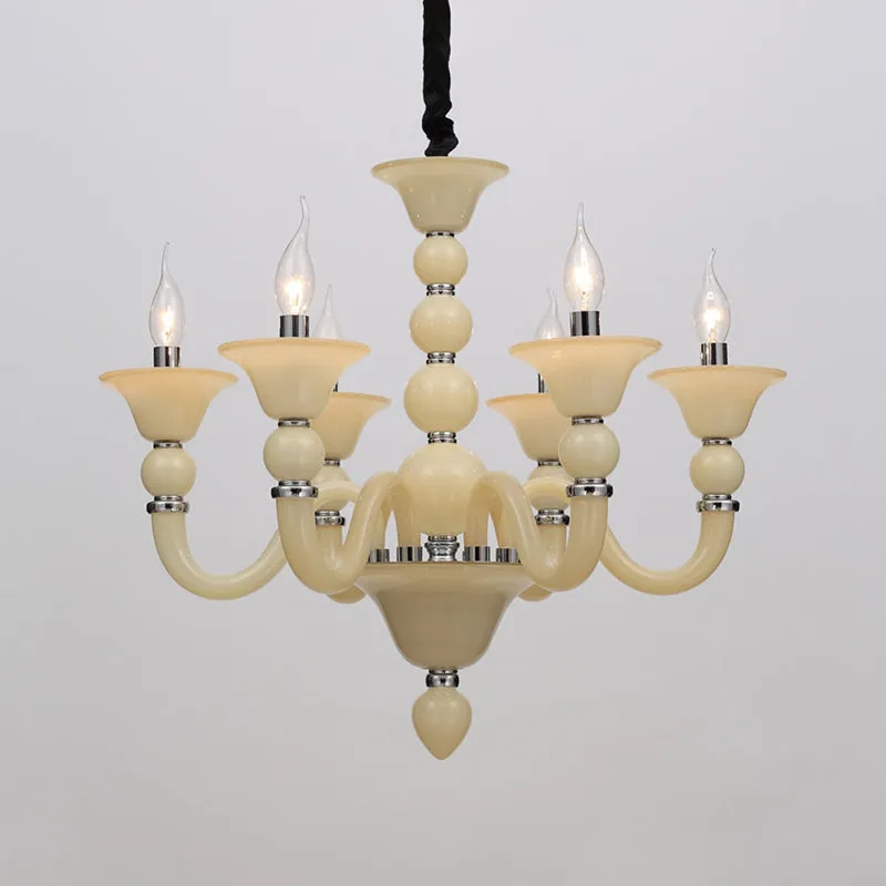 Hanglampset van traditioneel beige/paars/blauw glas met 10 lampen Clearhalo