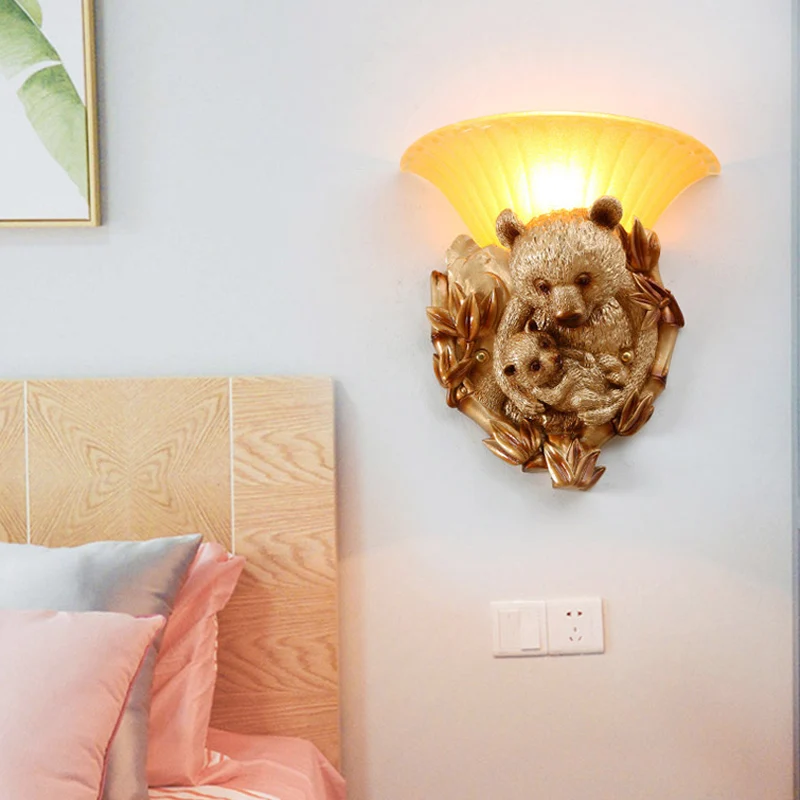 Hars beer moeder en baby schans licht vintage 1-lichts gouden wandmontage verlichtingsideeën Clearhalo
