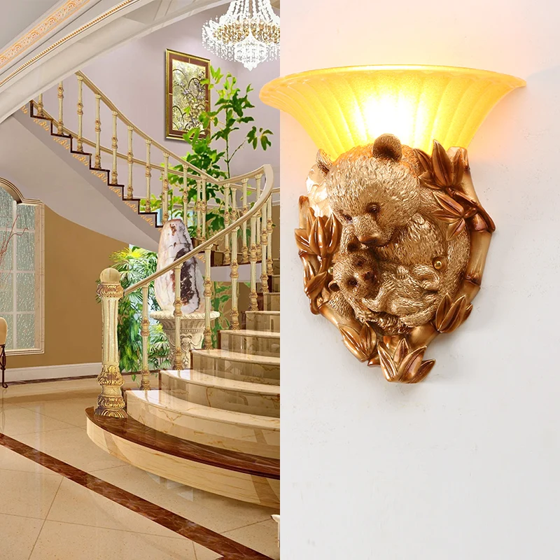 Hars beer moeder en baby schans licht vintage 1-lichts gouden wandmontage verlichtingsideeën Clearhalo