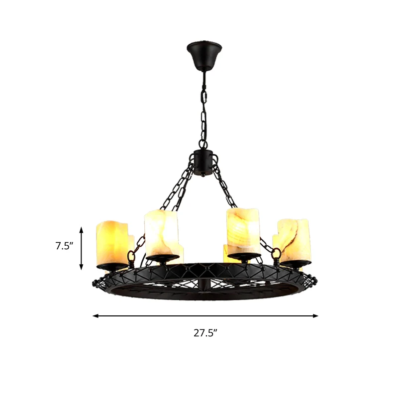 Hars beige hanglamp cilinder 8 lampen traditionele kroonluchter lichtarmatuur voor eetkamer Clearhalo